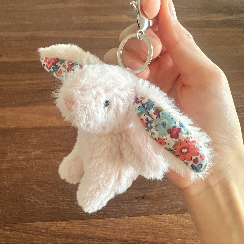 Pink Bunny Earrings Floral Plush Bag Charm Keychain Kawaii Cute Core Y2K Gift